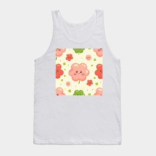 4 leaf clover shamrock in St Patricks day seamless pattern Tank Top